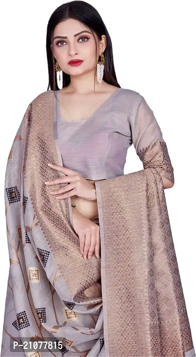 Elegant Grey Linen Saree with Blouse piece-thumb3