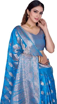 Elegant Blue Organza Saree with Blouse piece-thumb2