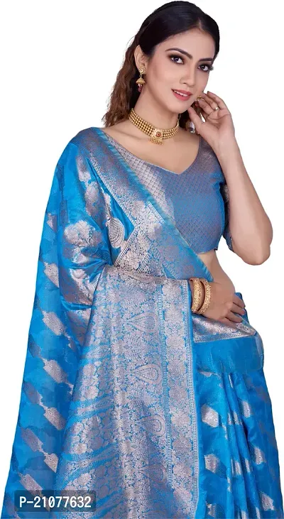 Elegant Blue Organza Saree with Blouse piece-thumb3