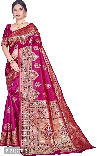 Elegant Purple Silk Blend Saree with Blouse piece