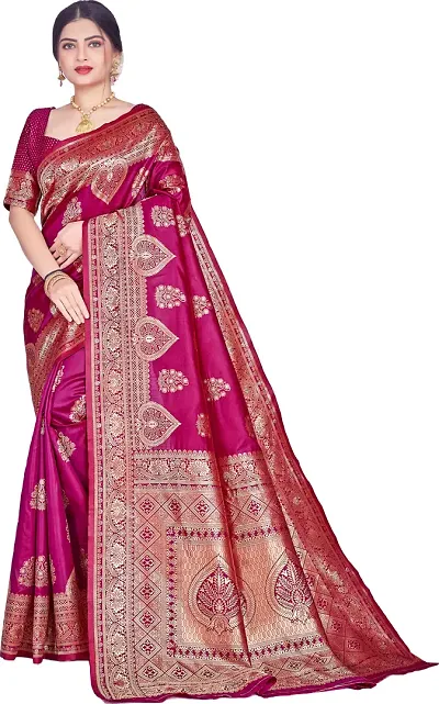 Hot Selling Silk Blend Saree with Blouse piece 