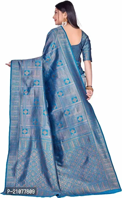 Elegant Blue Art Silk Saree with Blouse piece-thumb2