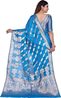 Elegant Blue Organza Saree with Blouse piece-thumb1