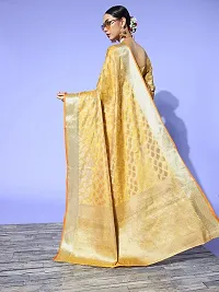 Elegant Golden Organza Saree with Blouse piece-thumb1