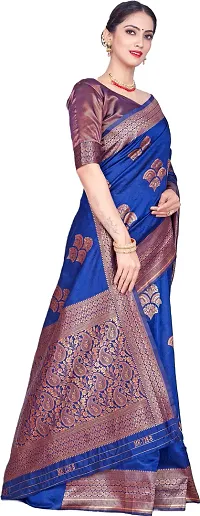 Elegant Blue Art Silk Saree with Blouse piece-thumb4