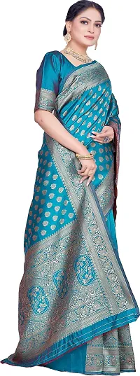 Elegant Light Green Silk Blend Saree with Blouse piece-thumb4