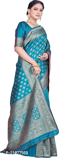 Elegant Light Green Silk Blend Saree with Blouse piece-thumb5