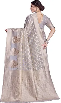 Elegant Grey Linen Saree with Blouse piece-thumb1