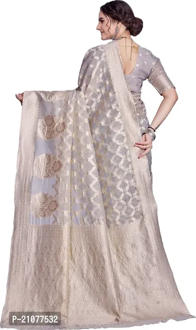 Elegant Grey Linen Saree with Blouse piece-thumb2