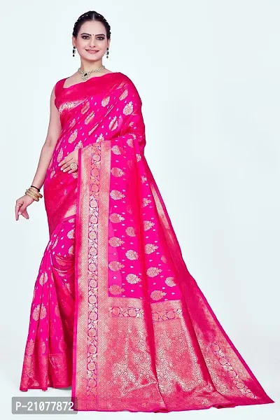 Elegant Pink Cotton Blend Saree with Blouse piece-thumb0