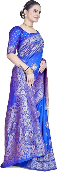 Elegant Blue Art Silk Saree with Blouse piece-thumb4