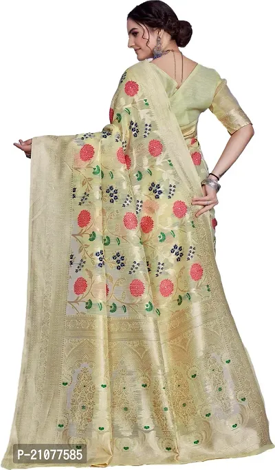 Elegant Beige Linen Saree with Blouse piece-thumb2