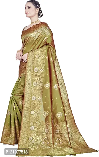 Elegant Dark Green Art Silk Saree with Blouse piece-thumb4