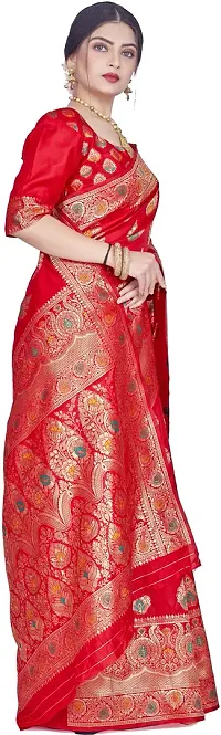 Elegant Red Silk Blend Saree with Blouse piece-thumb4