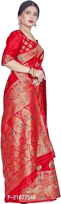 Elegant Red Silk Blend Saree with Blouse piece-thumb5