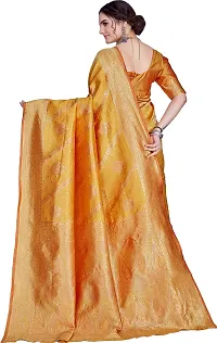 Elegant Golden Silk Blend Saree with Blouse piece-thumb1