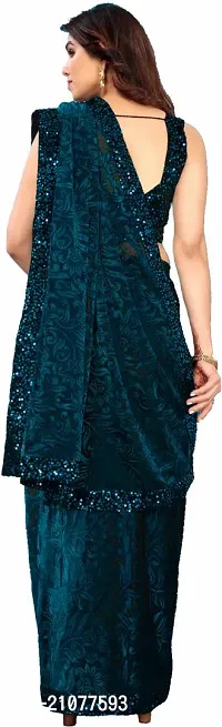 Elegant Blue Net Saree with Blouse piece-thumb2