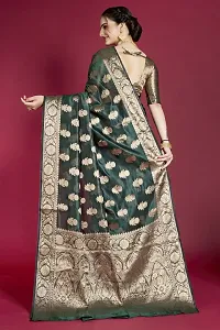 Elegant Dark Green Organza Saree with Blouse piece-thumb1