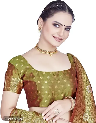 Elegant Dark Green Art Silk Saree with Blouse piece-thumb3