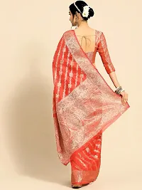 Elegant Red Net Saree with Blouse piece-thumb1