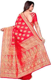 Elegant Red Silk Blend Saree with Blouse piece-thumb1