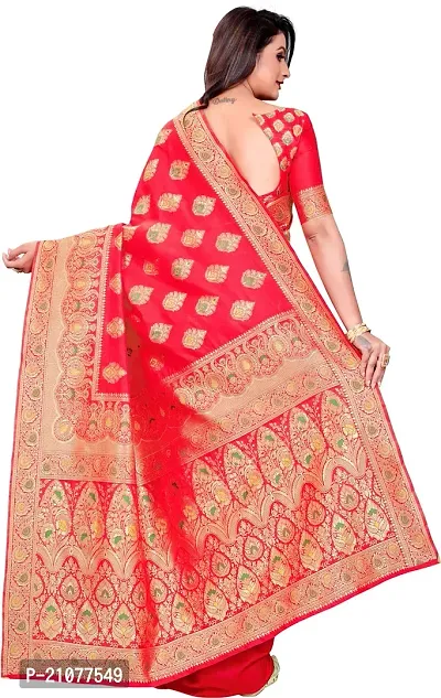 Elegant Red Silk Blend Saree with Blouse piece-thumb2