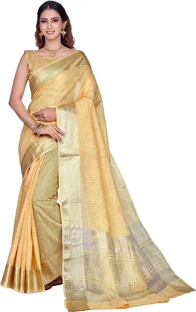 Elegant Linen Saree with Blouse piece