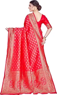 Elegant Red Silk Blend Saree with Blouse piece-thumb1