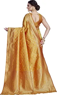 Elegant Golden Silk Blend Saree with Blouse piece-thumb1