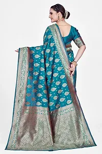 Elegant Blue Cotton Blend Saree with Blouse piece-thumb1