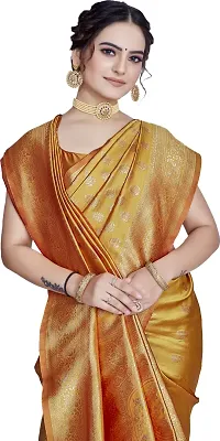 Elegant Golden Silk Blend Saree with Blouse piece-thumb2