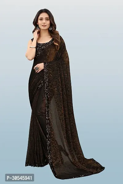 Fancy Lycra Bollywood Embroidered Saree With Blouse-thumb0