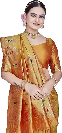 Elegant Golden Art Silk Saree with Blouse piece-thumb2