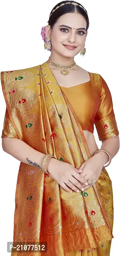 Elegant Golden Art Silk Saree with Blouse piece-thumb3