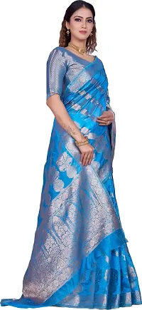 Elegant Blue Organza Saree with Blouse piece-thumb4