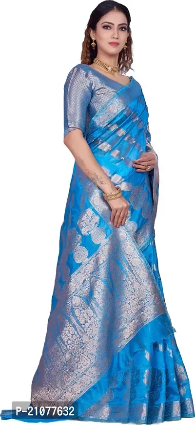 Elegant Blue Organza Saree with Blouse piece-thumb5