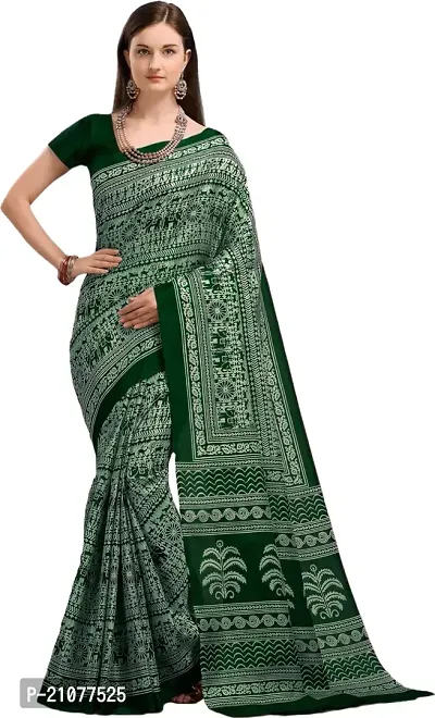 Elegant Dark Green Organza Saree with Blouse piece-thumb0