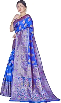 Elegant Blue Silk Blend Saree with Blouse piece-thumb3