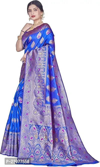 Elegant Blue Silk Blend Saree with Blouse piece-thumb4