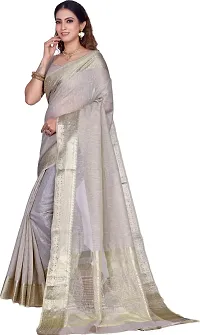 Elegant Grey Linen Saree with Blouse piece-thumb3