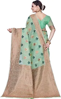 Elegant Light Green Linen Saree with Blouse piece-thumb1