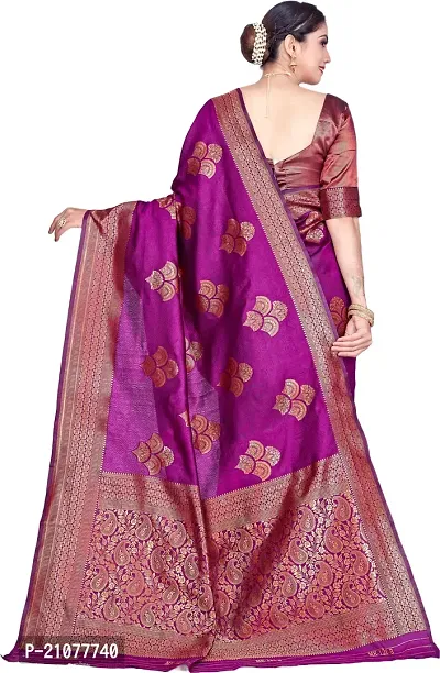 Elegant Magenta Art Silk Saree with Blouse piece-thumb2