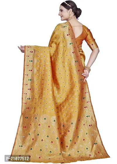 Elegant Golden Art Silk Saree with Blouse piece-thumb2