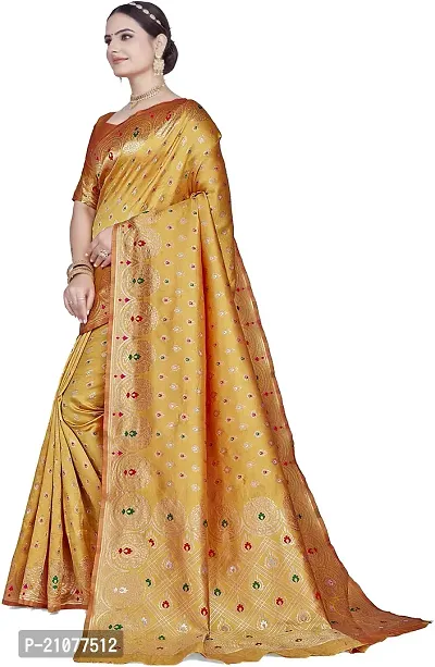 Elegant Golden Art Silk Saree with Blouse piece-thumb4