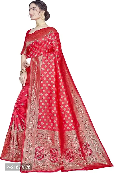 Elegant Red Silk Blend Saree with Blouse piece-thumb4