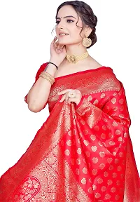 Elegant Red Silk Blend Saree with Blouse piece-thumb2