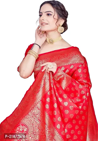 Elegant Red Silk Blend Saree with Blouse piece-thumb3