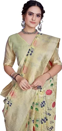 Elegant Beige Linen Saree with Blouse piece-thumb2