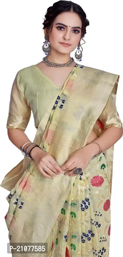 Elegant Beige Linen Saree with Blouse piece-thumb3