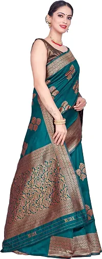 Elegant Dark Green Art Silk Saree with Blouse piece-thumb4